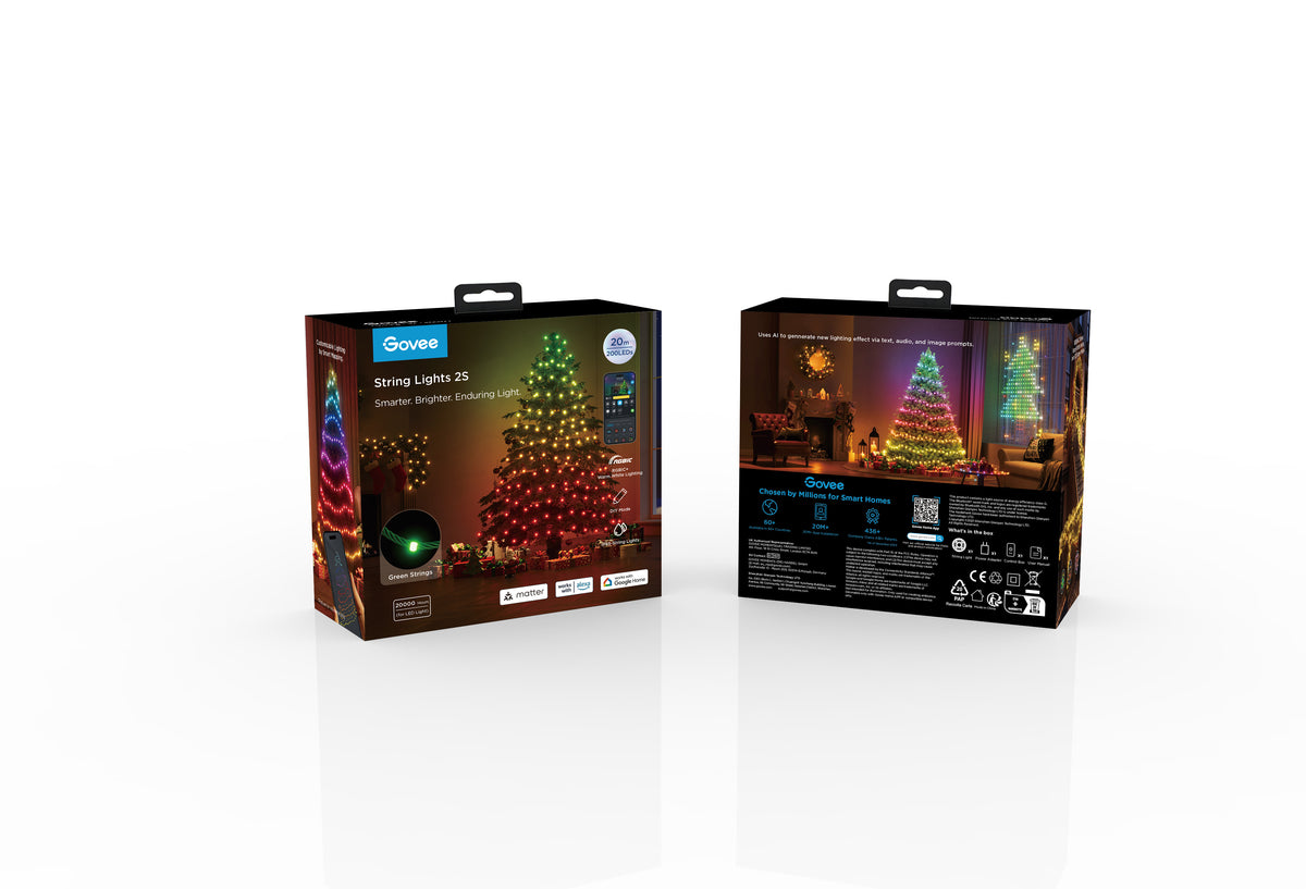 Govee Christmas String Lights RGBICW, 20m IP65 – 130+ Preset Modes with Music Sync
