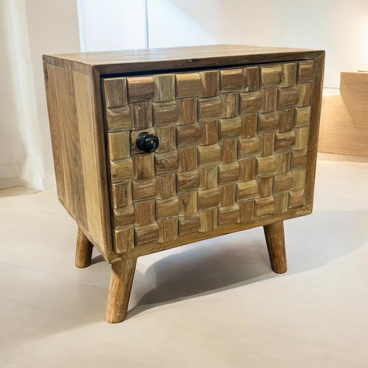 Wooden Bedside Cabinet, 47cm – Sturdy Bedroom Storage Table for Home