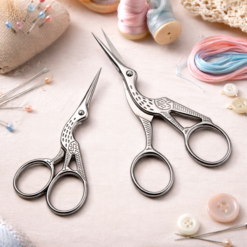 Avilo Stork Scissors, Set of 2 – Vintage-Inspired Decorative Scissors with Age-Old Stork Design