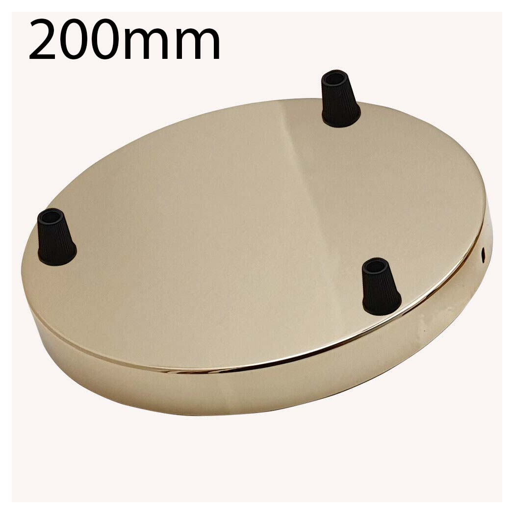Multi-Outlet Ceiling Rose with 3-Way Outlet, 120mm Diameter – Metal Light Plate for Chandeliers, French Gold