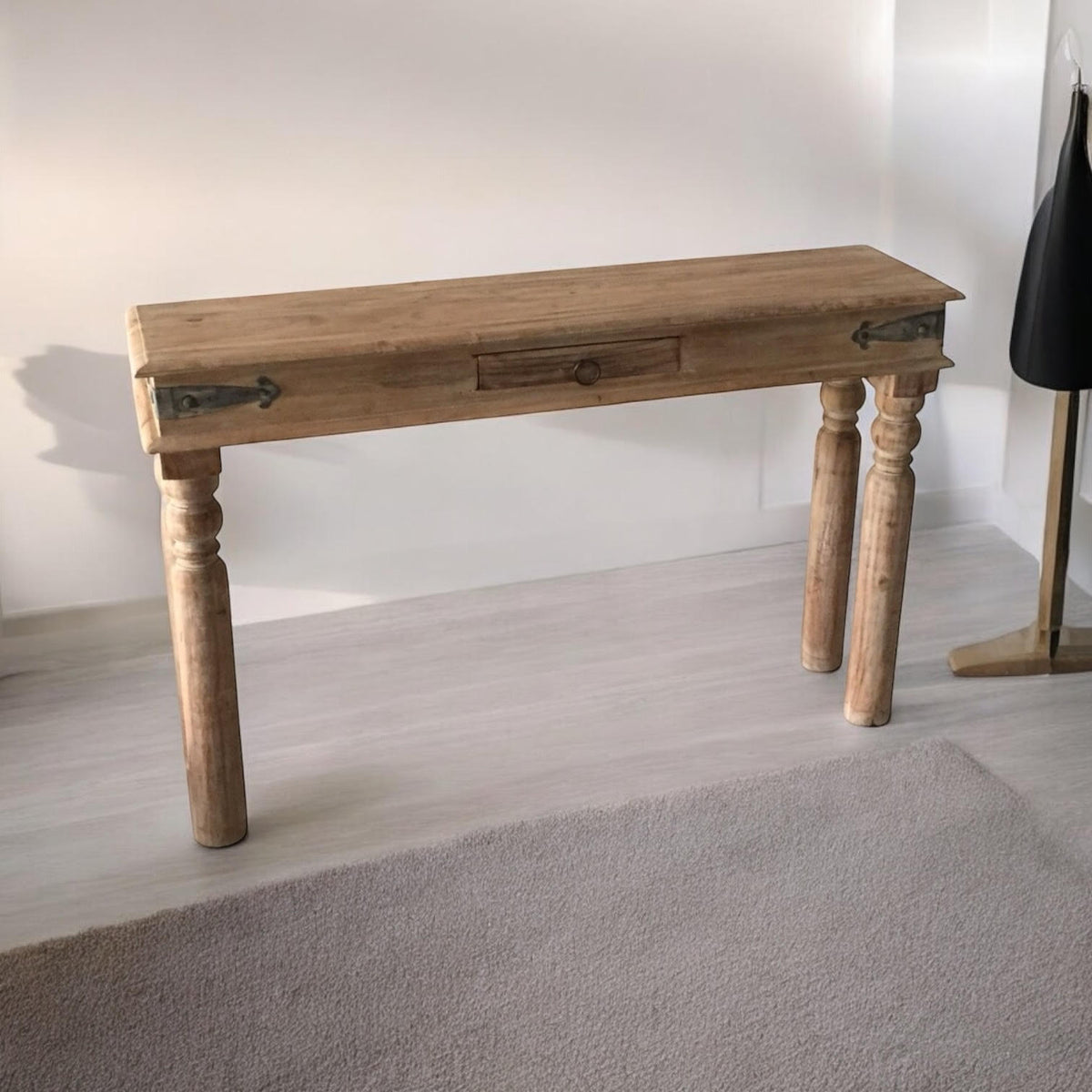 AcaciaHome 120cm Wooden Console Table with Storage Drawers – Slim Hallway and Entryway Table, Modern Design