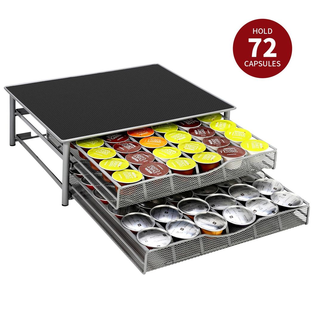 Vinsani Coffee Pod Double Drawer with Sliding Storage – Holds 72 Dolce Gusto Capsules, Kitchen Organiser