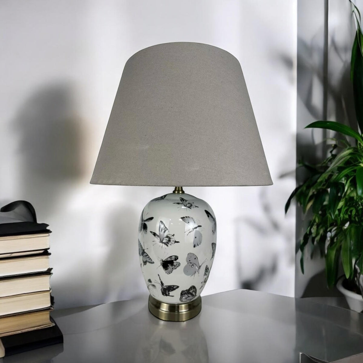 Oriental Floral Ceramic Table Lamp with Drum Shade – Decal Patterns, Soft Ambient Lighting