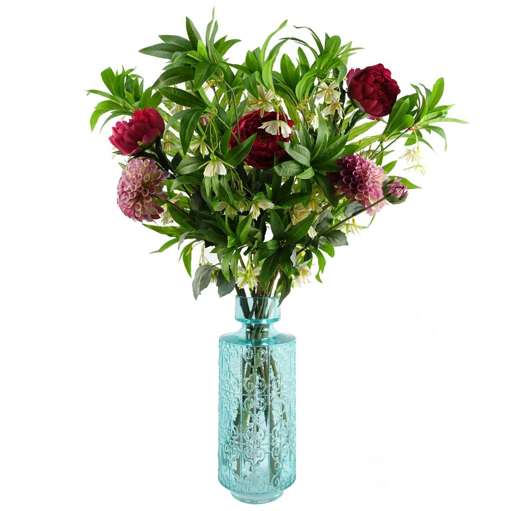 Pack of 6 Artificial Hainan Elaeocarpus Stems, 90cm with Plastic Leaves and Flowers – Faux Foliage