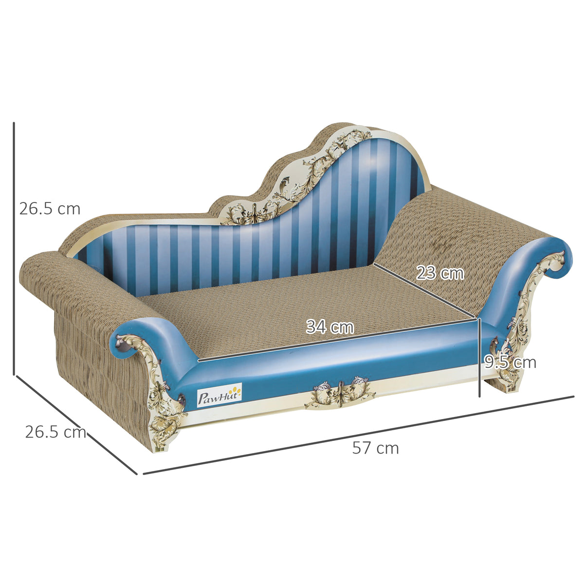 PawHut 2-in-1 Cat Scratcher and Lounge Bed with Catnip, Corrugated Cardboard – Blue