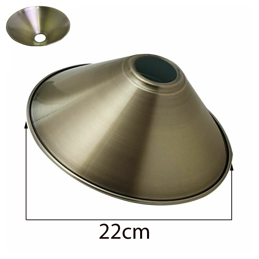 LEDSONE Modern Metal Cone Lampshade, Easy Fit Ceiling Pendant Shade – No Wiring, Green or Brushed Brass