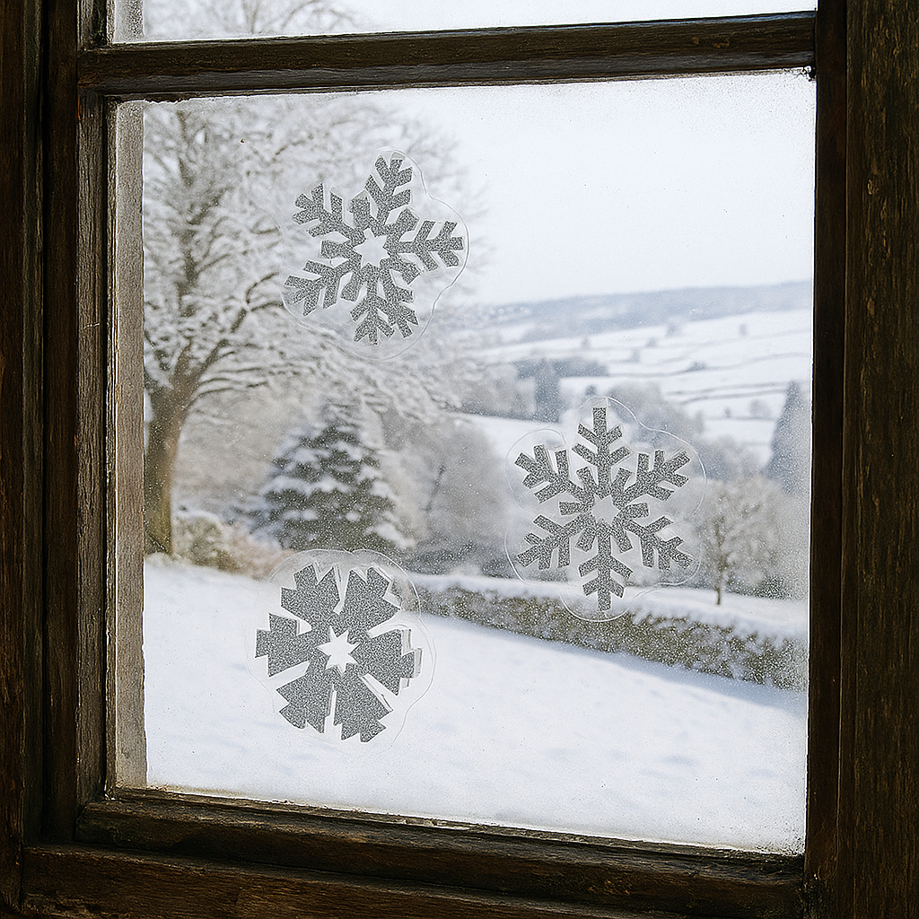 Avilo 3D Snowflake Stickers, Set of 13 – Christmas Decorations for Home, Office or Shop