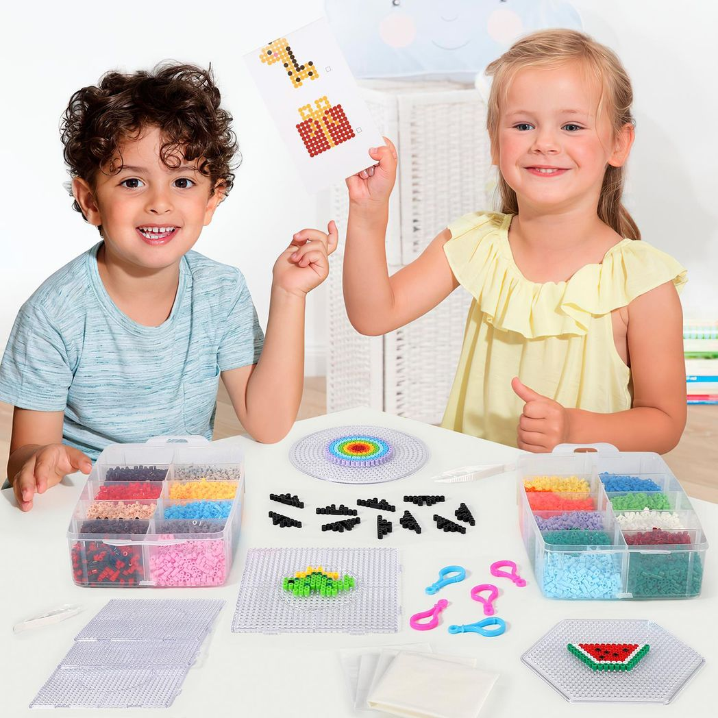 SOKA Deluxe Iron Bead Art Set with 16000 Coloured Beads, 7 Pegboards & Storage Box – Kids Craft Kit