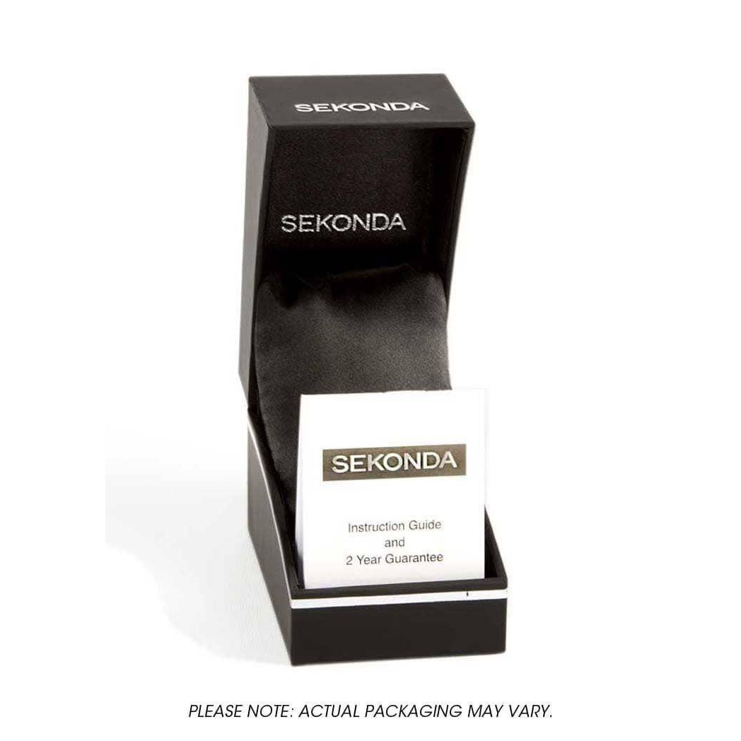Sekonda Men’s White Dial Watch with Black Leather Strap – Model 1535
