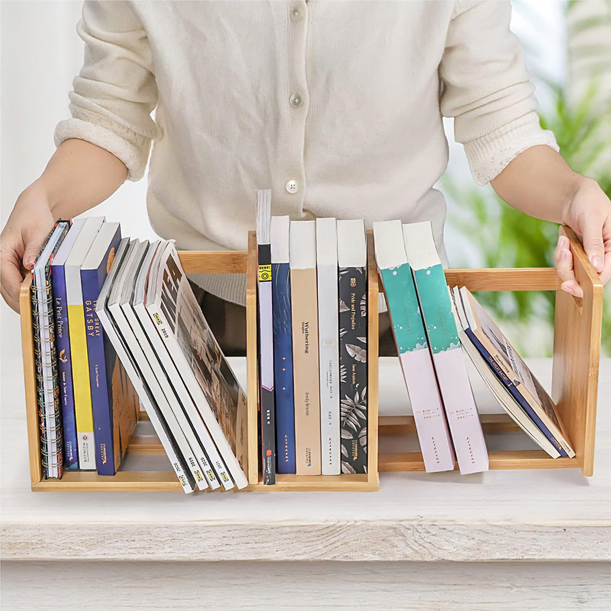 Bamboo Expandable Bookshelf – Attractive Adjustable Book Storage and Organiser