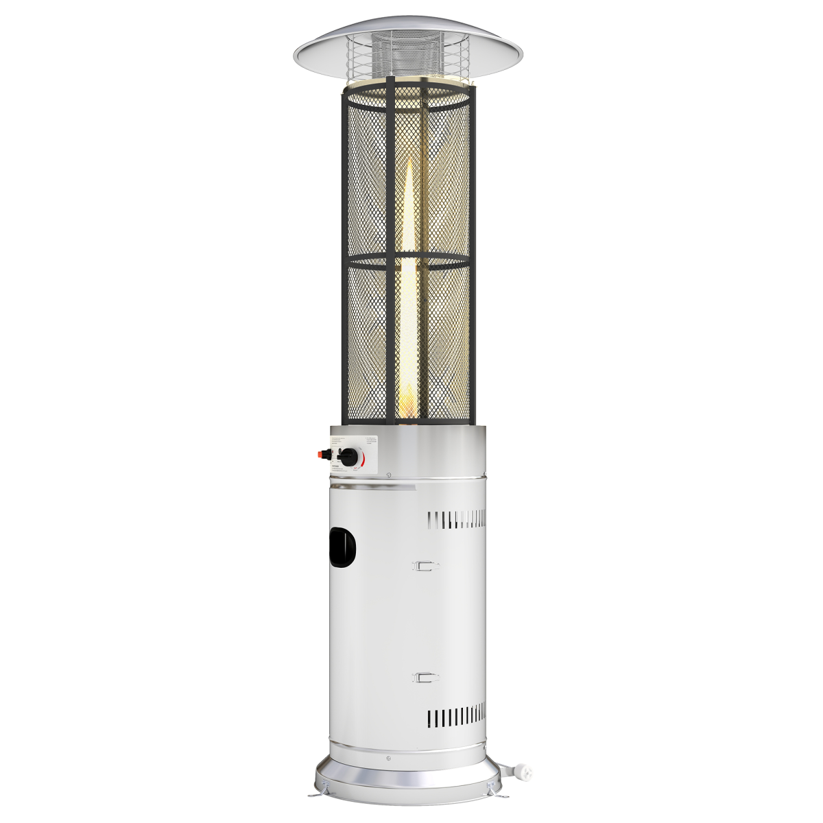 Outsunny 11 KW Gas Patio Heater with Tip-Over Switch, Pulse Ignition & Wheels – Propane, Silver