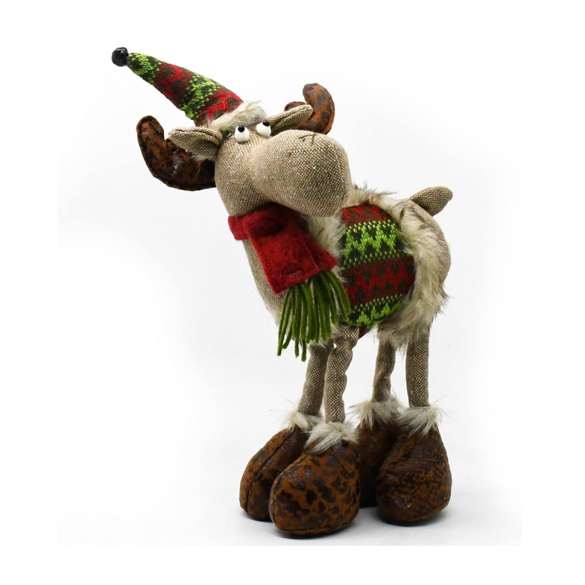 Christmas Reindeer Gnome Plush with Bell and Horns – Handmade Swedish Tomte Felt Decoration for Home and Table