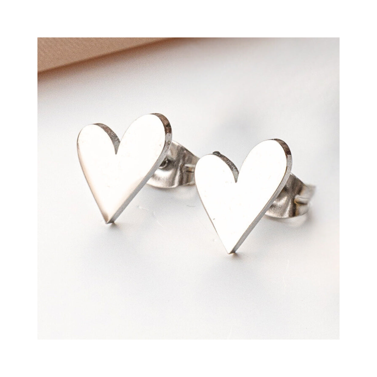 Aye Do Gifts Tilted Heart Stud Earrings in Hypoallergenic Stainless Steel – Gift for Mum, Daughter or Sister