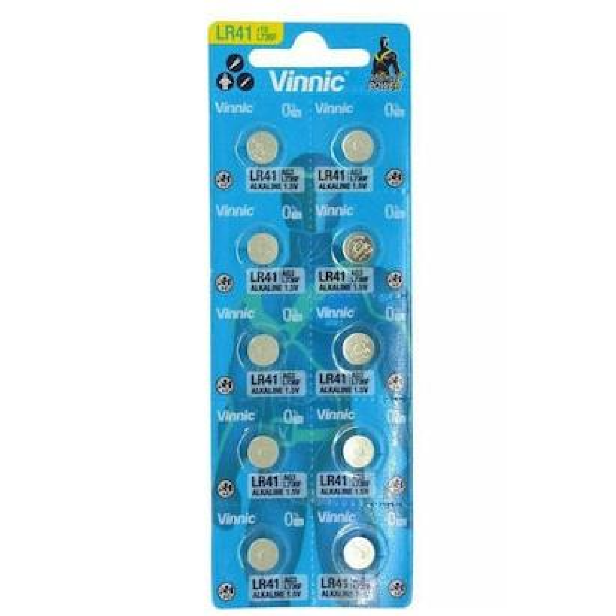 Vinnic L736 (AG3 / LR41) Alkaline Button Cell Batteries, Card of 10 – 1.5V for Watches, Calculators & Toys