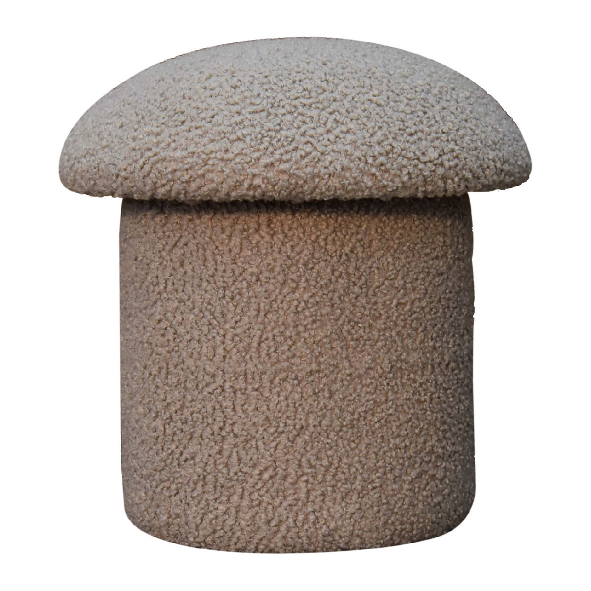 Artisan Furniture Mushroom Footstool in Solid Wood with Mud Boucle Upholstery – Contemporary Seat, Brown