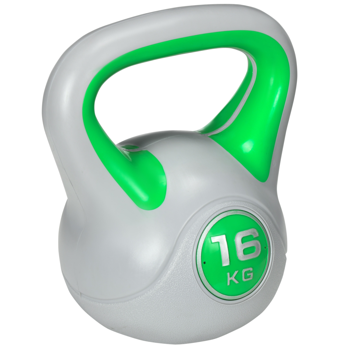 SPORTNOW 16kg Kettlebell with Wide Handle and Plastic Coating – Home Gym Strength Training Weight, Green and Grey
