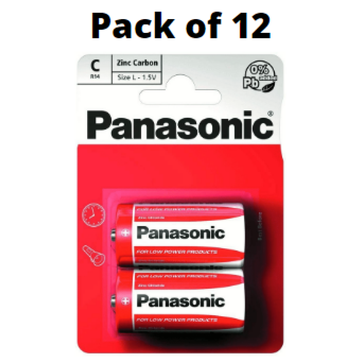 Panasonic Zinc C Size Batteries, 12 Pack – High Energy Power for High Drain Devices