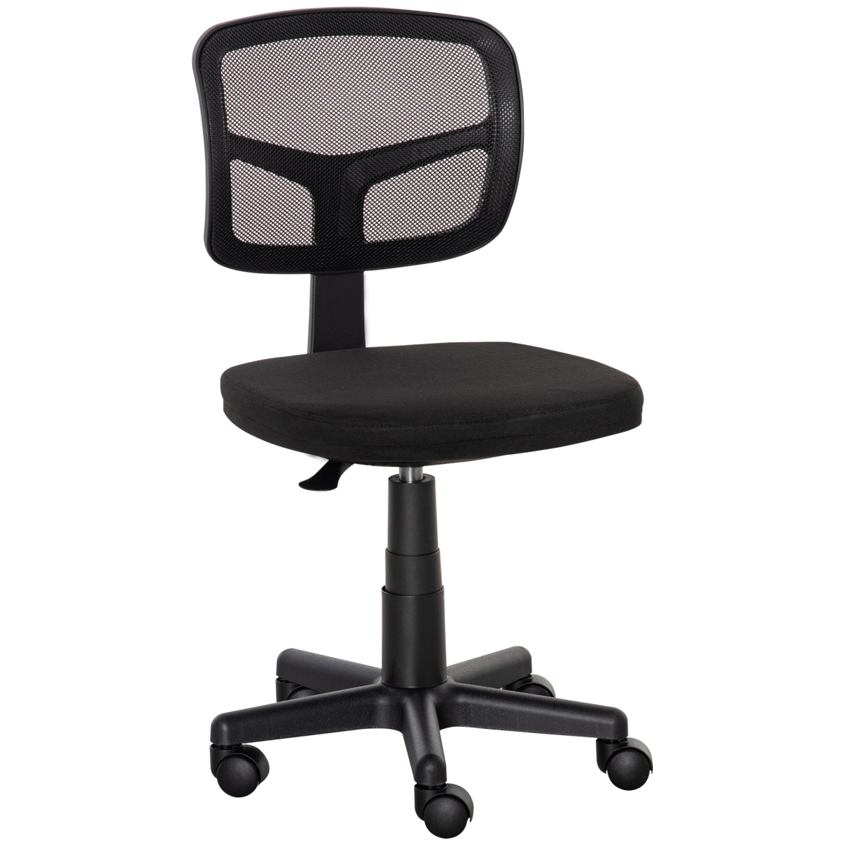 Vinsetto Small Armless Office Chair with Ergonomic Curved Backrest – Breathable Mesh Swivel Desk Chair, Black