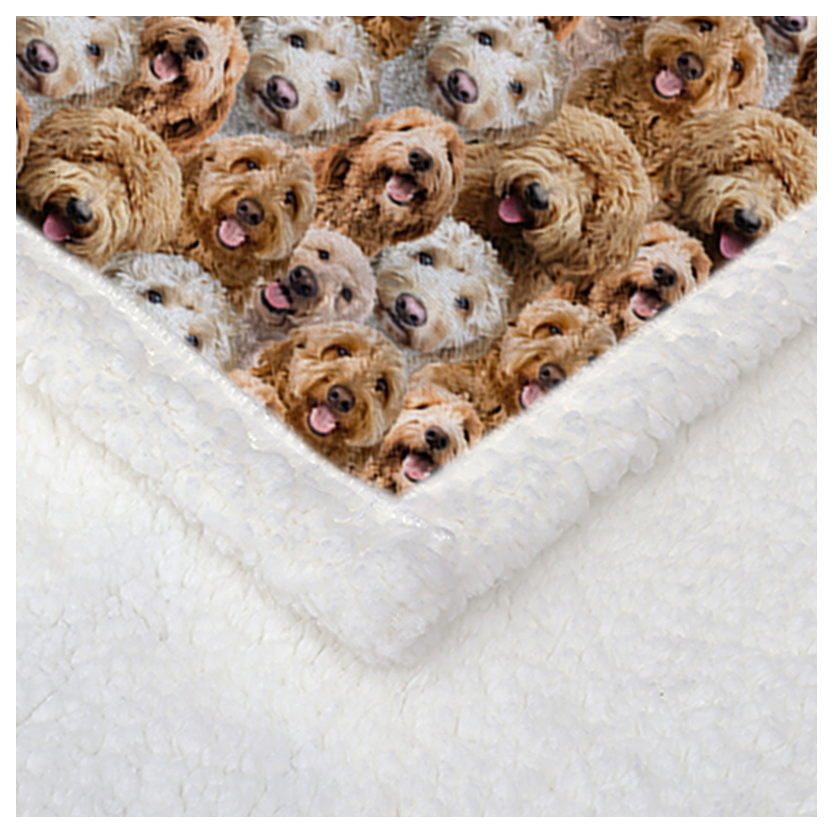 Cockapoo Puppy Print Sherpa Fleece Throw Blanket – Soft Reversible Dog Pattern Blanket for Kids & Adults, 150x200cm