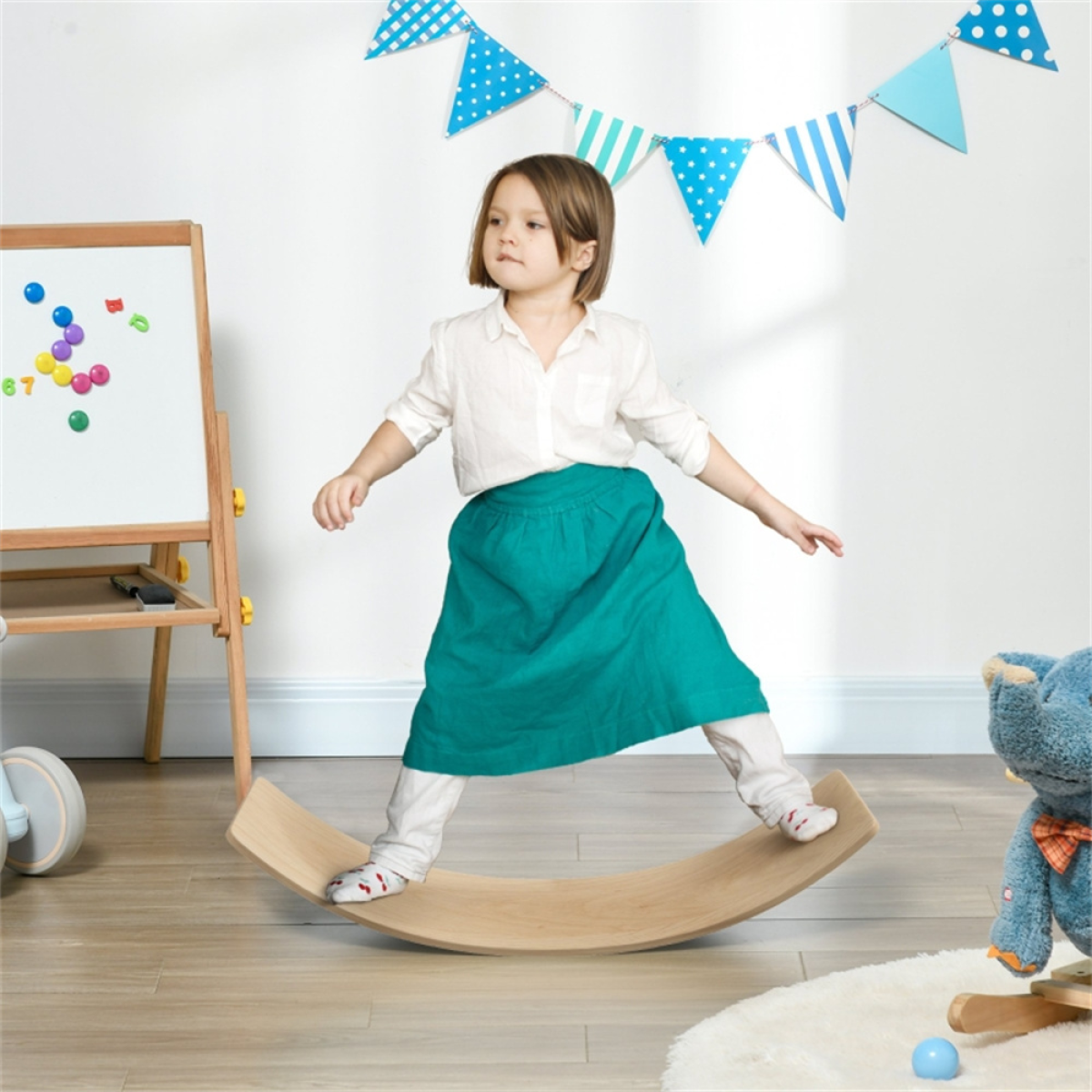 Kids Wooden Balance Board in Pine Multilayer Board – Wobble Board for Balance & Coordination, Ages 3–8