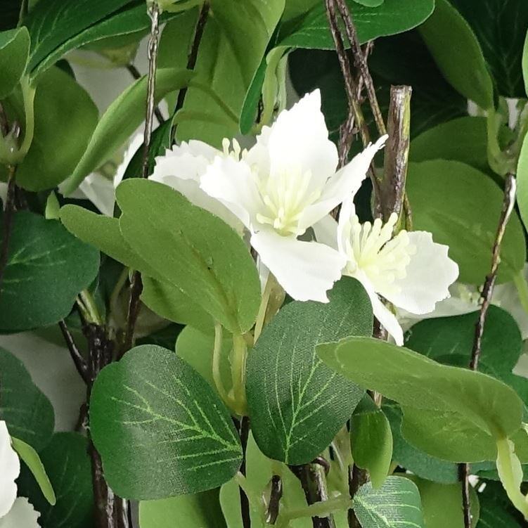 Leaf Artificial Flower Foliage Spray with Silk Flowers and Wired Stems – 60cm Home Decor, White