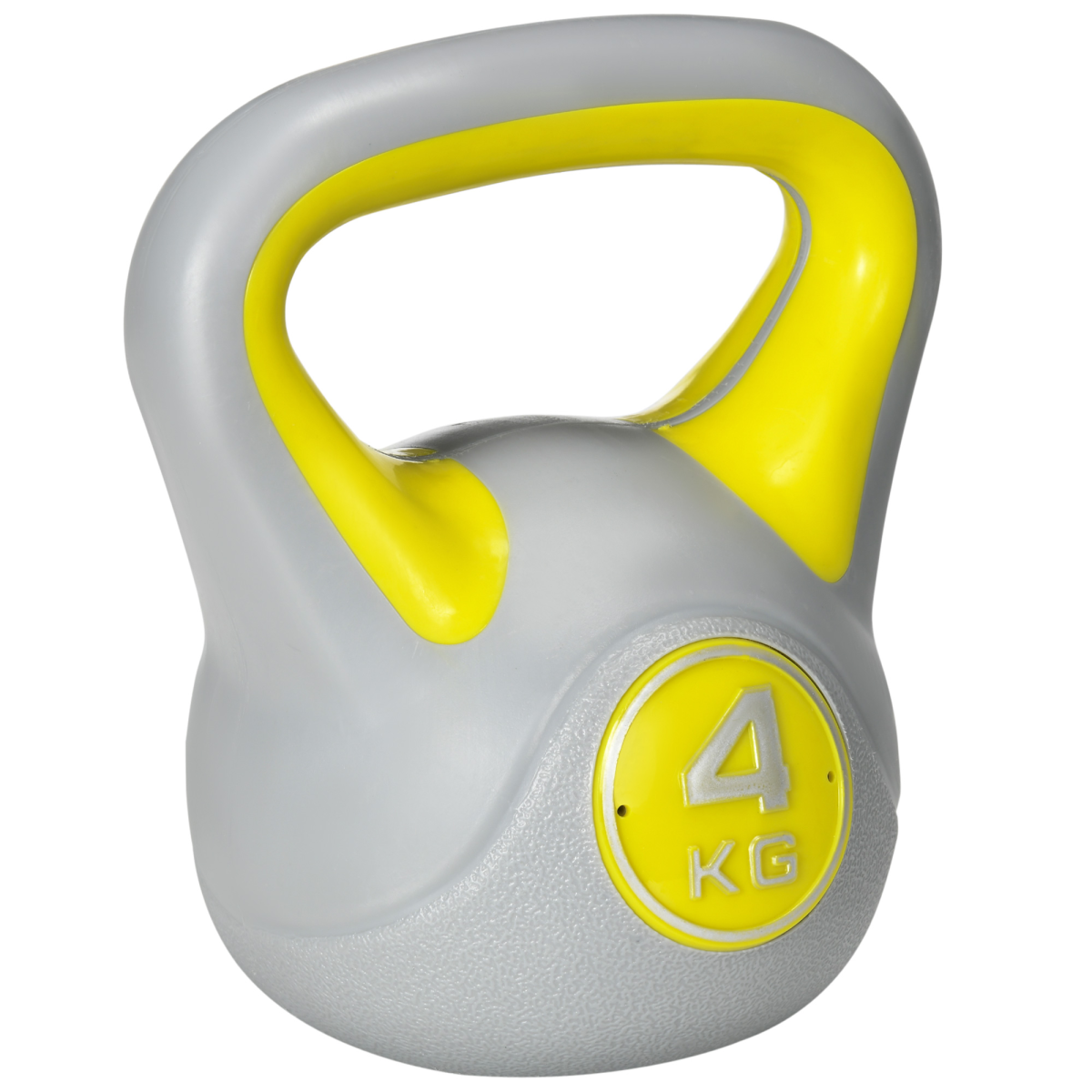 SPORTNOW 4kg Kettlebell with Wide Handle & Flat Base – Home Gym Strength Training Weight, Yellow and Grey