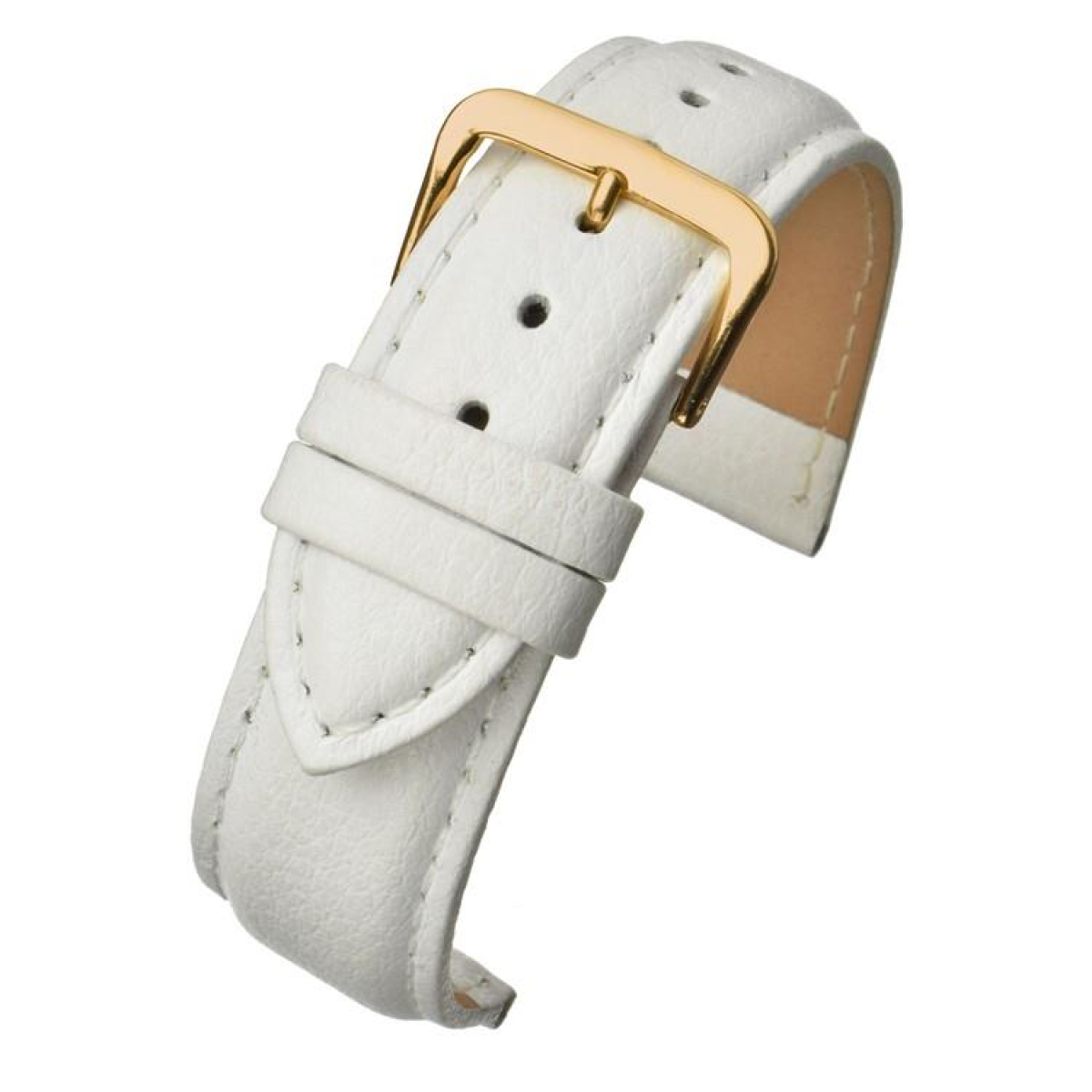 White Padded Buffalo Grain Leather Watch Strap, 22mm – Colour-Matched Stitching