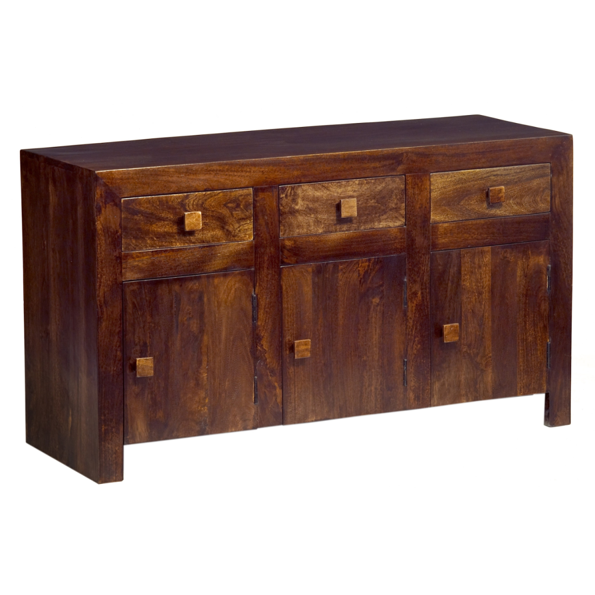 Toko Dark Mango Wood Large Sideboard with Cupboard & Drawer Storage – Contemporary Dining Room Furniture