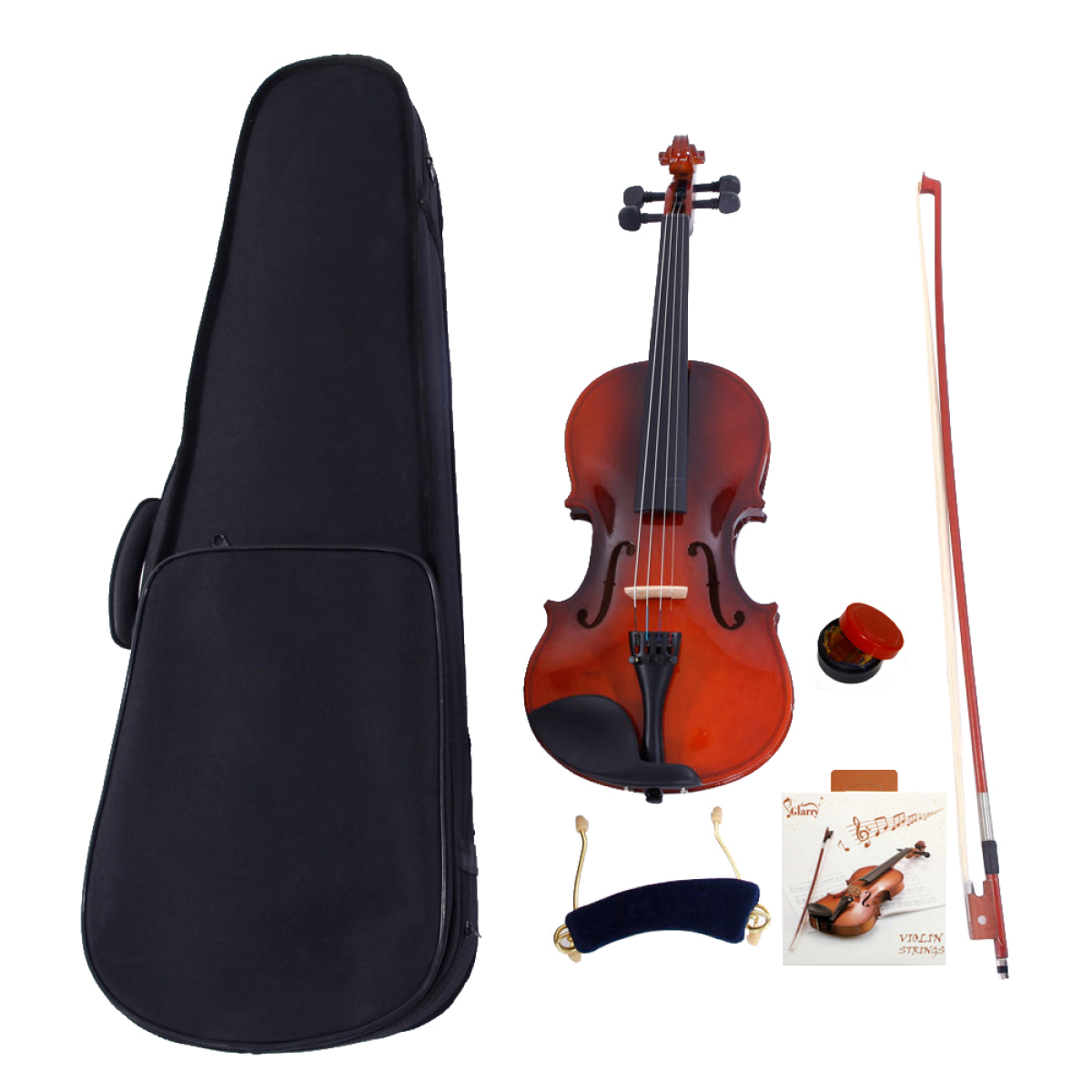GV100 4/4 Full-Size Acoustic Violin Set with Case, Bow, Rosin & Shoulder Rest – Natural