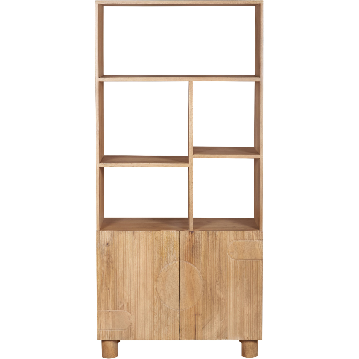 Austin Solid Wood Bookcase with Multiple Shelves – Natural Grain Storage & Display Unit for Any Room
