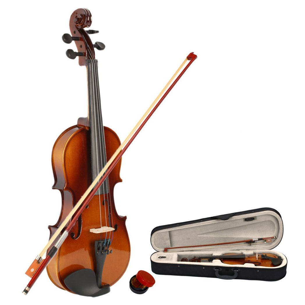 1/2 Size Acoustic Violin Set with Case, Bow & Rosin – Basswood Beginner Violin Outfit for Children, Natural