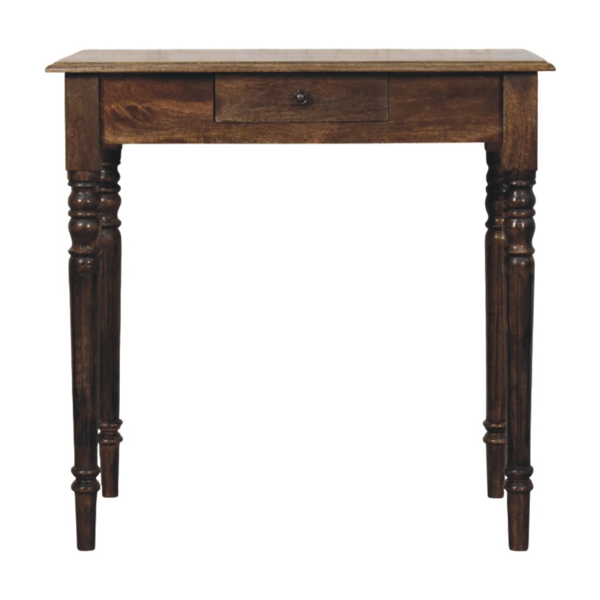 Artisan Furniture Heritage Solid Mango Wood Writing Desk with Turned Legs & Drawer – Classic Grey Finish