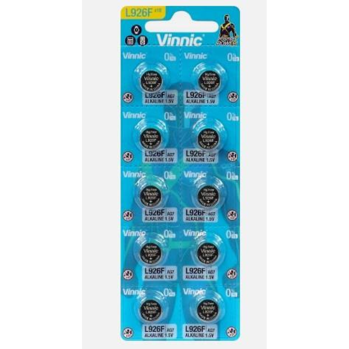 VINNIC L926 AG7 1.5V Alkaline Button Cell Watch Batteries – Pack of 10 for Watches, Calculators & Toys