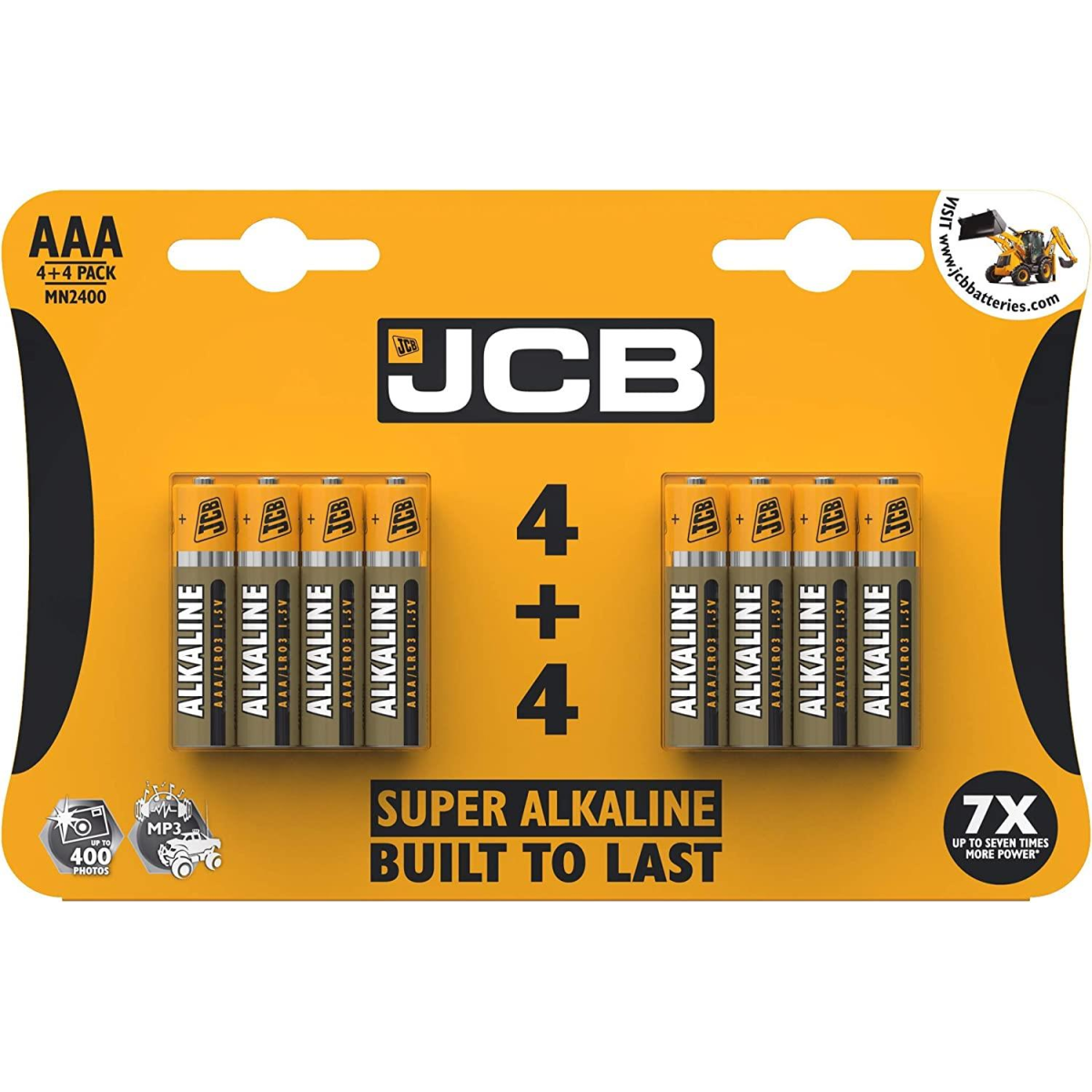 JCB Super Alkaline AAA Batteries, 8 Per Card – Reliable Power for High & Medium Drain Devices