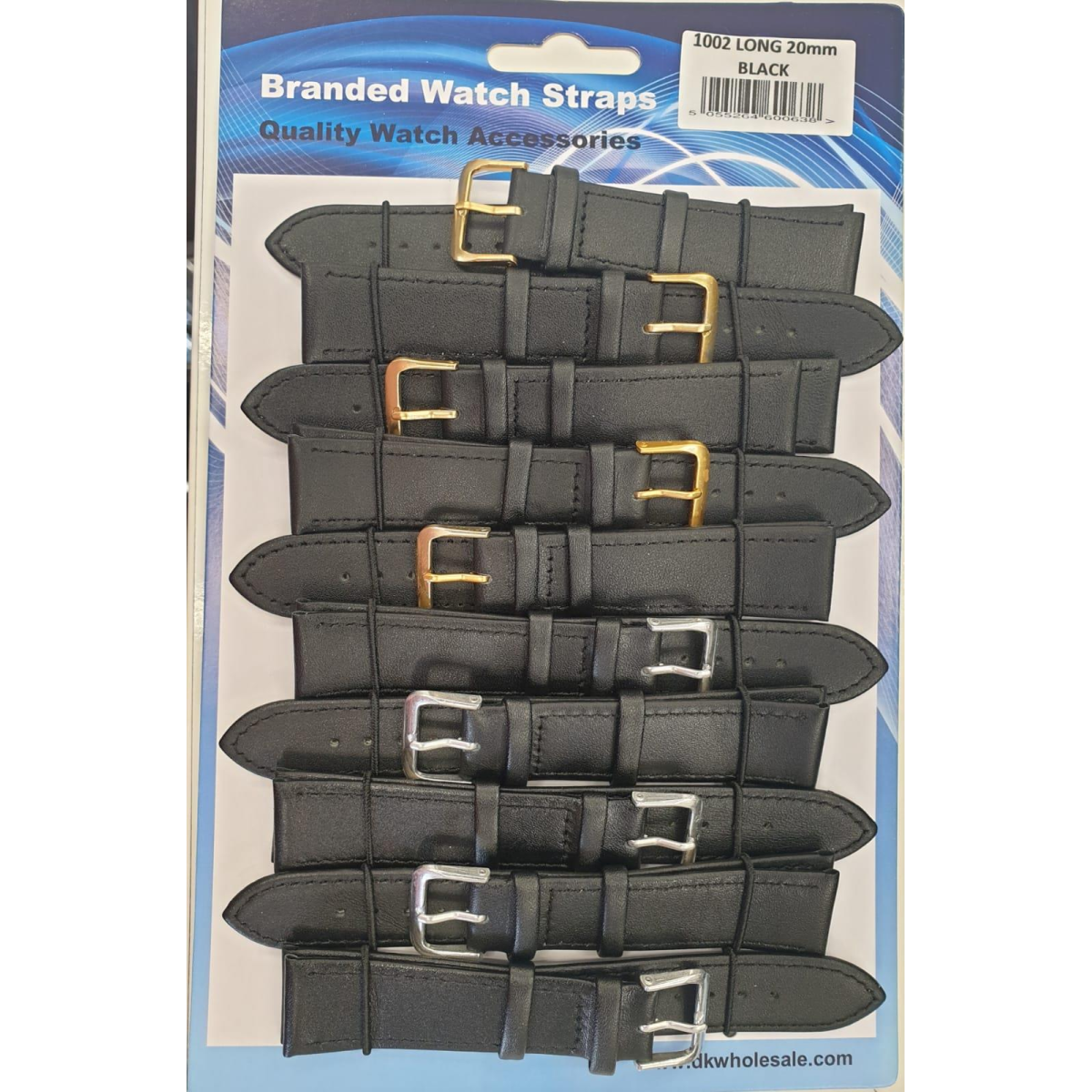 DK Extra Long Leather Watch Straps, Pack of 10 – 14mm Width, Black