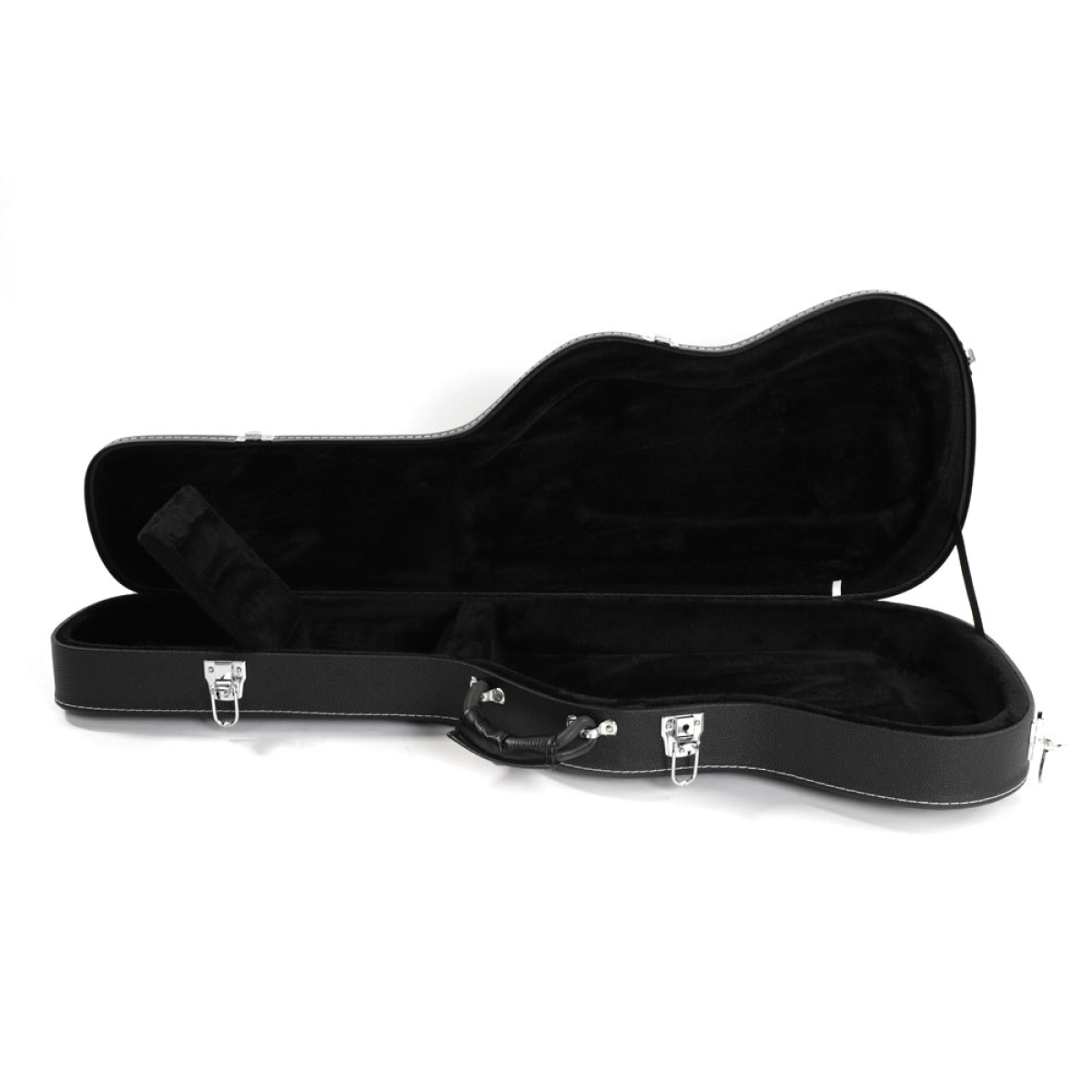 High Grade Electric Guitar Hard Case with Plush Lining and Chrome Latches – Microgroove Finish, Black