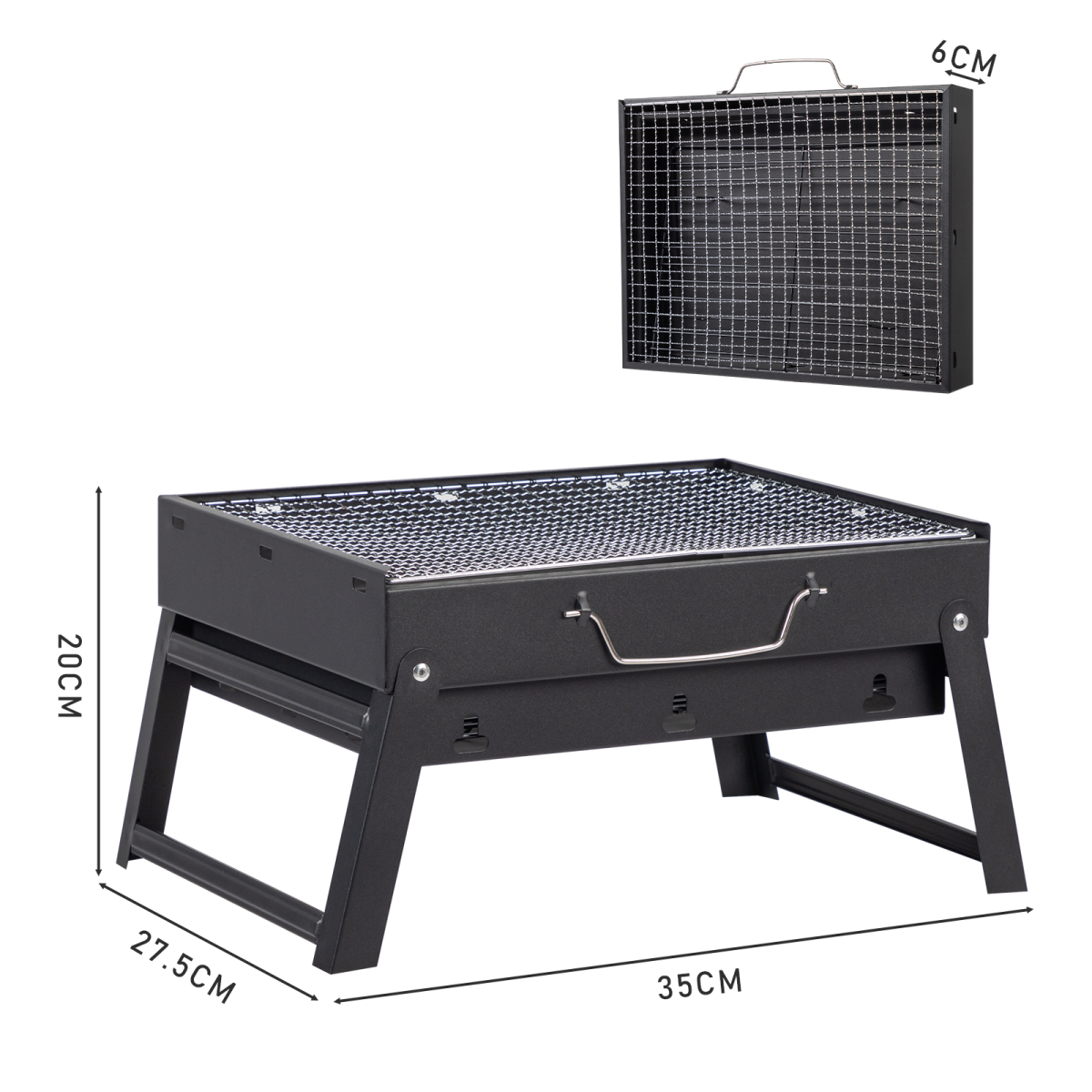 Portable Charcoal BBQ Grill with Folding Feet – Compact, Lightweight Grill for Camping and Picnics