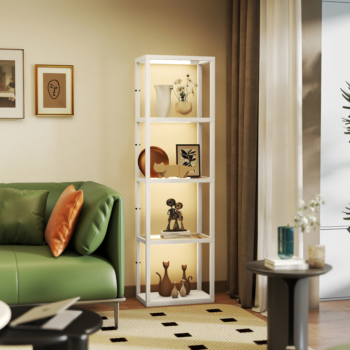 4-Tier Display Shelf LED Floor Lamp, 3000K Warm White