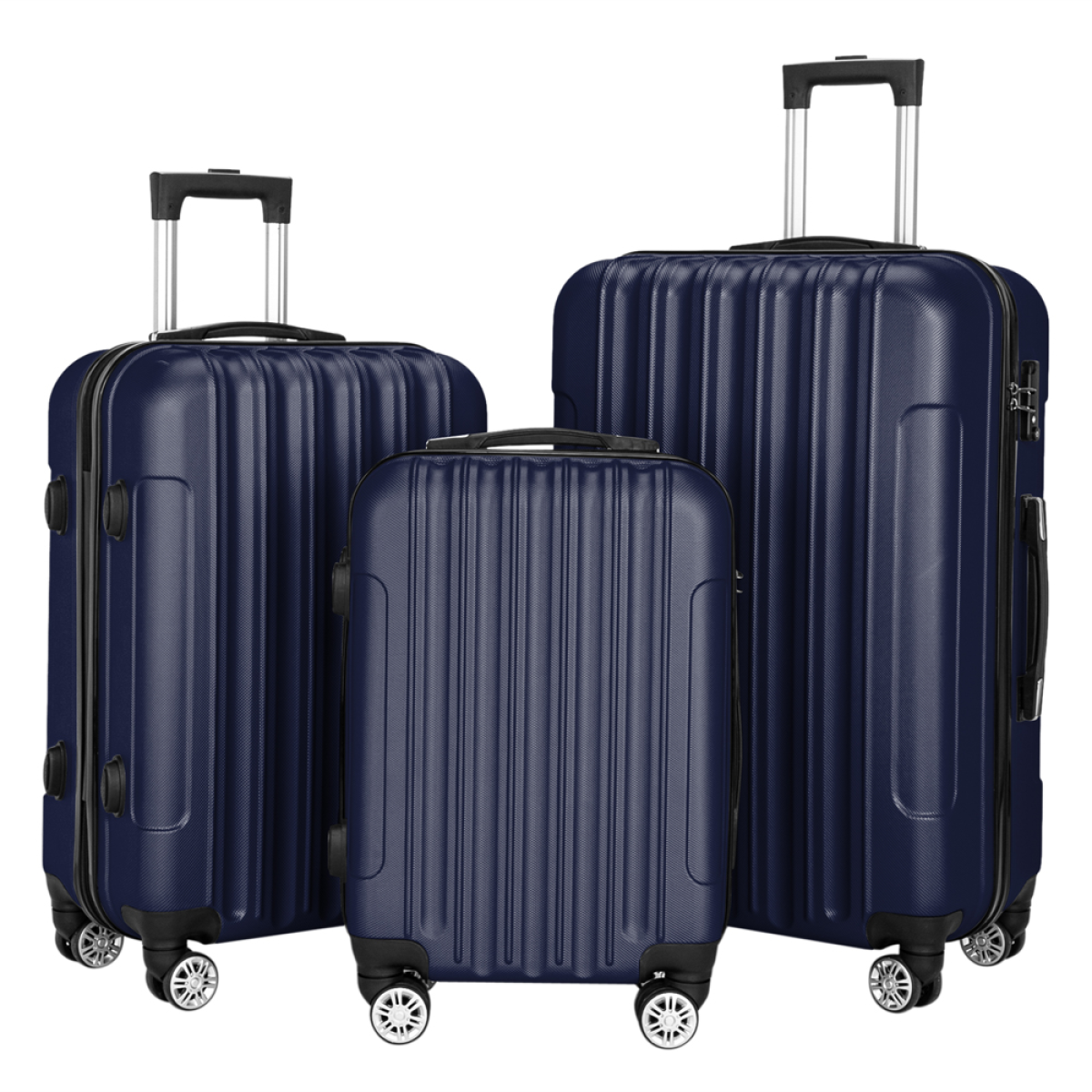 3 Piece Lightweight ABS Spinner Luggage Set with Carry-On Case, 360° Wheels & Telescopic Handles