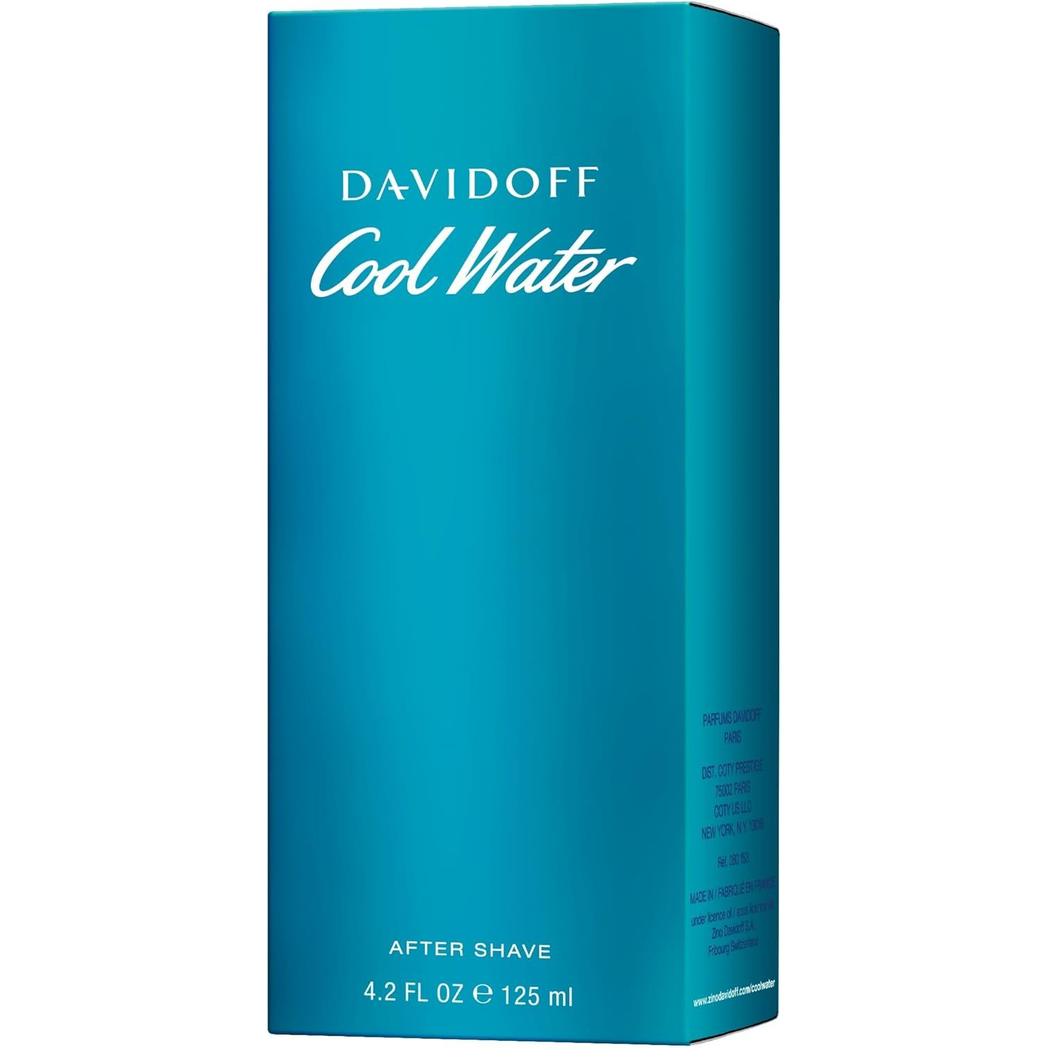 Davidoff Cool Water Aftershave 125ml – Aquatic Aromatic Men's Post-Shave Splash with Mint & Musk