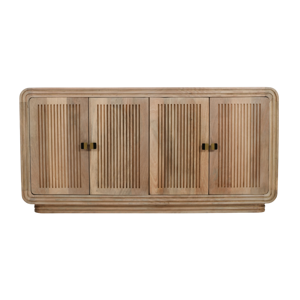 Indian Hub Hudson Carved Mango Wood 4 Door Large Sideboard – Hand-Crafted Storage Cabinet