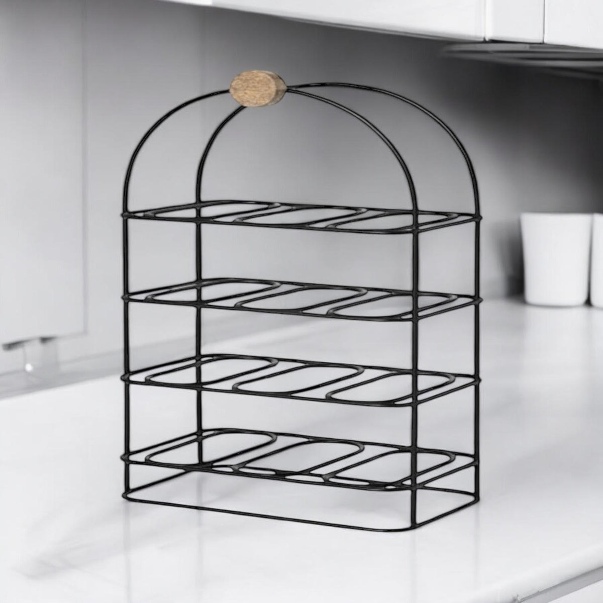 Cast Iron Freestanding Wine Rack, 25 Inch – Decorative Wine Storage for Kitchens, Dining Rooms and Bars, Black