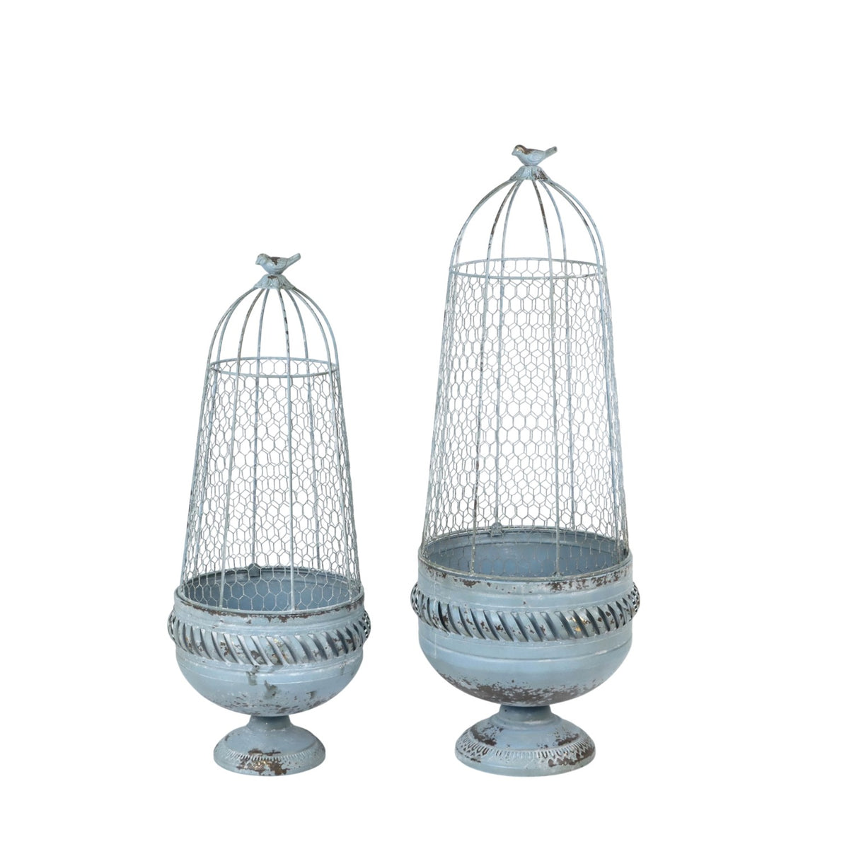 Decorative Cream Metal Plant Stands, Set of 2 – Stylish Home & Garden Display, 83cm & 70cm