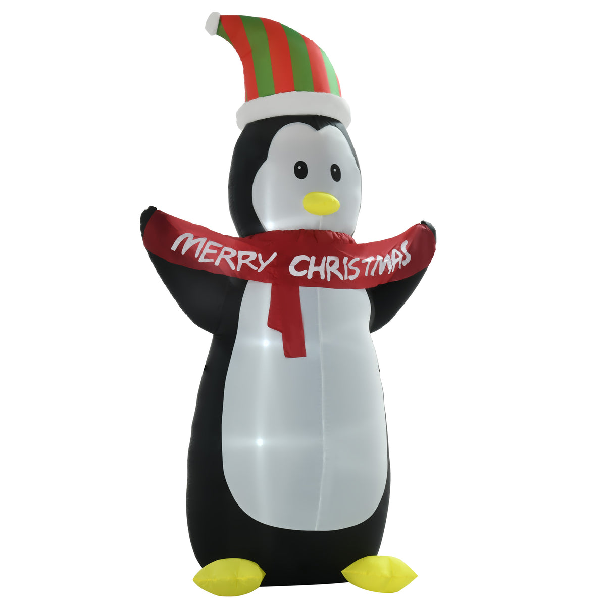 HOMCOM 8ft Inflatable Penguin with Christmas Banner