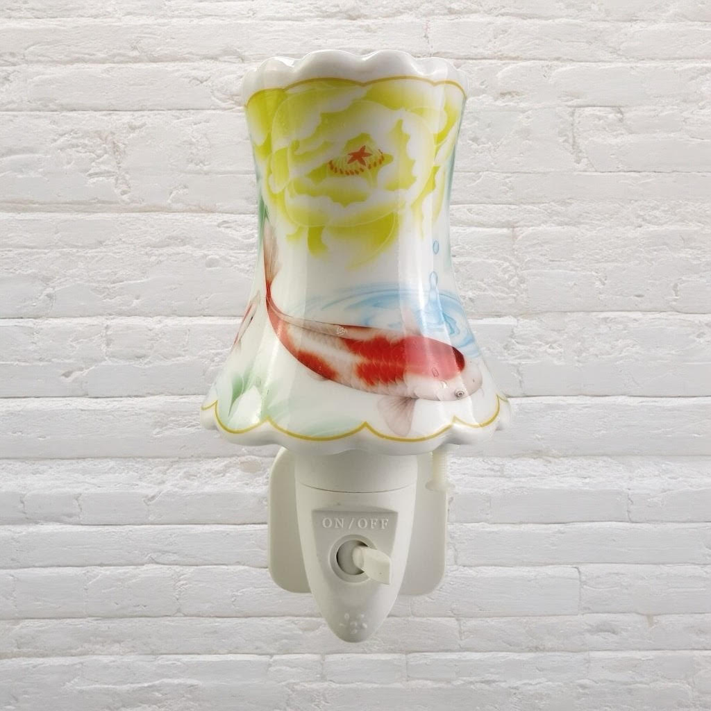 LED Floral Ceramic Night Light – Plug-In Decorative Nightlight for Bedrooms, Hallways and Bathrooms