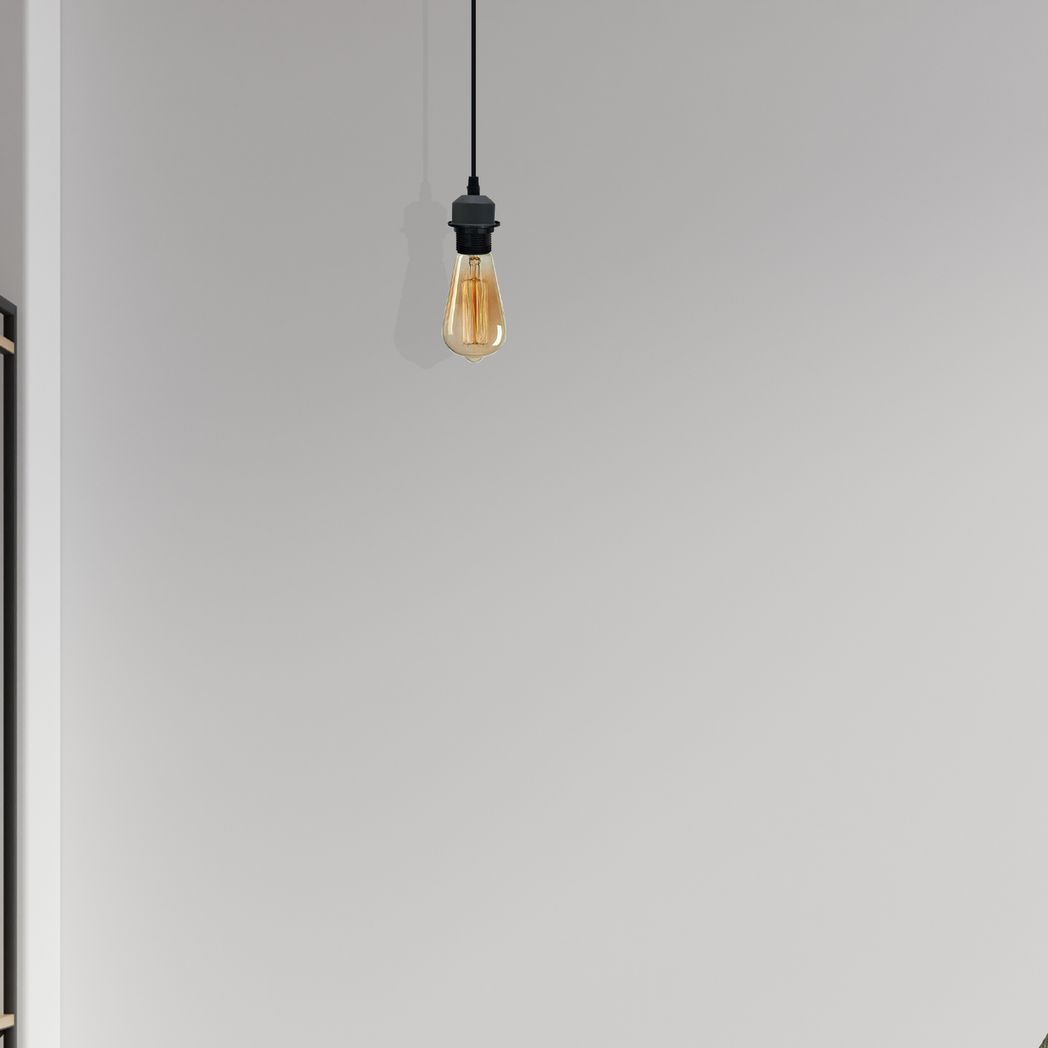10 Pack Industrial Grey Pendant Light Holders with 95cm Cable – E27 Vintage Ceiling Fittings