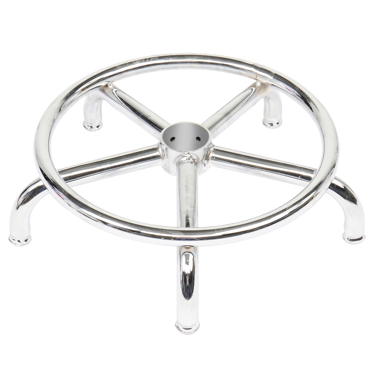 Round Rotating Bar Stool with Five Casters, PU Leather Seat & Chrome-Plated Base – 360° Swivel, Black