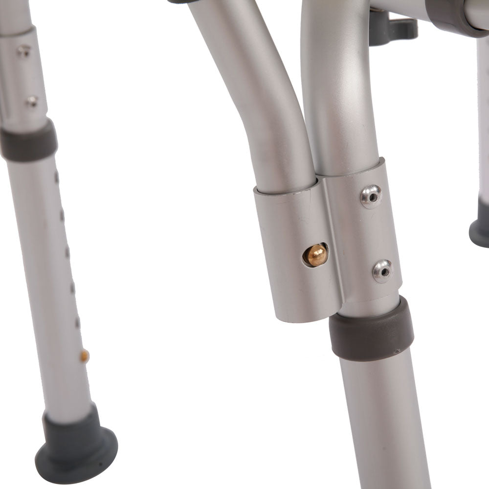 Aluminium Alloy Bath Chair with Back and Handle, 6 Height Levels, 205kg Capacity – Shower Safety Seat, White