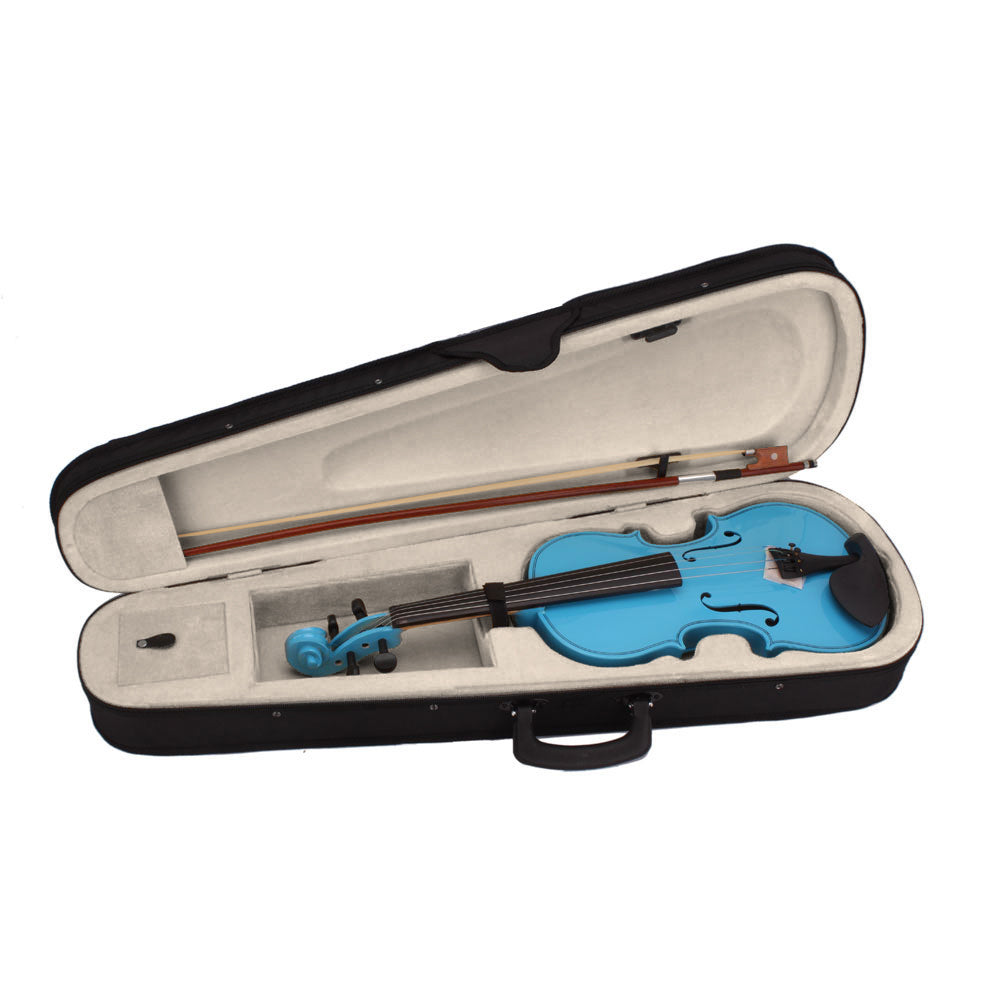 4/4 Full Size Acoustic Violin Set with Case, Bow & Rosin – Beginner & Student Violin, Sky Blue