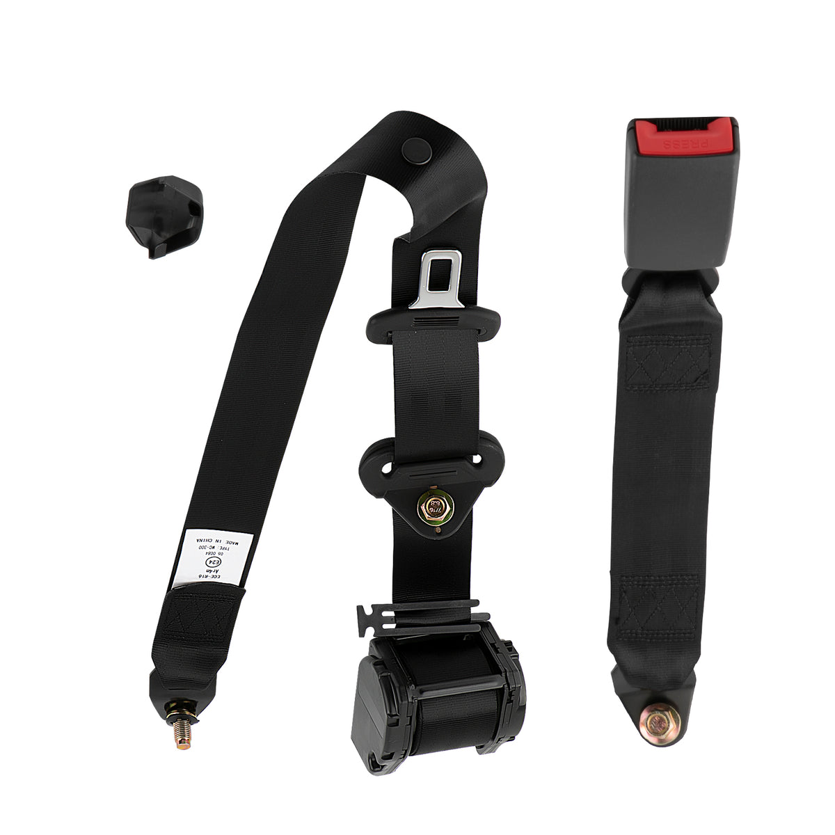 Retractable 3 Point Safety Seat Belt with Adjustable Straps – Universal Lap & Diagonal Belt, Black